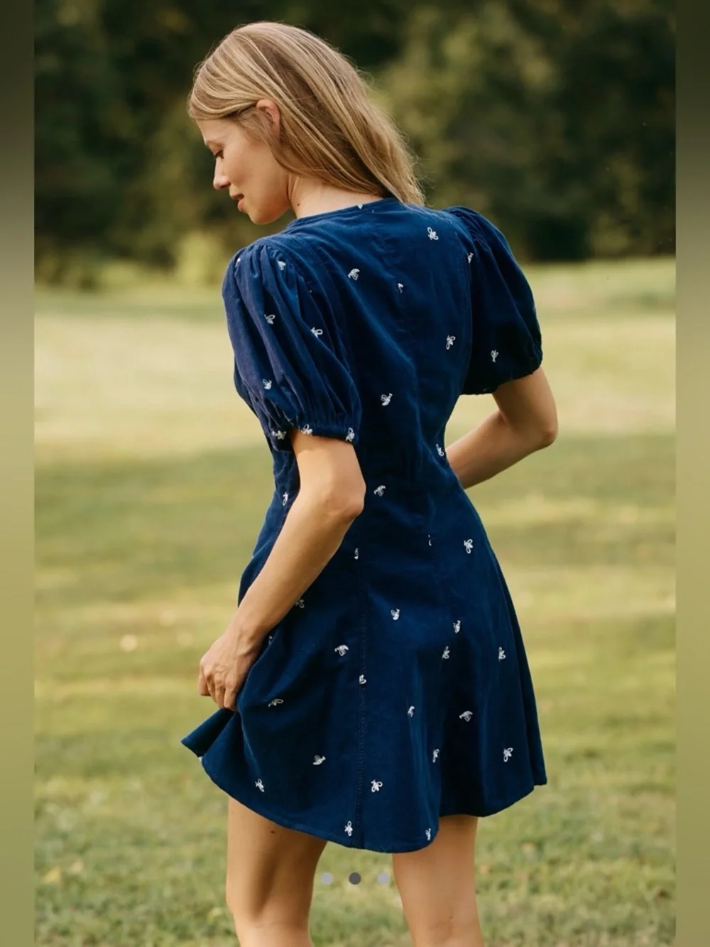 Anthropologie Calder Puff-Sleeve Corduroy Mini Dress NWT - Picture 2 of 6